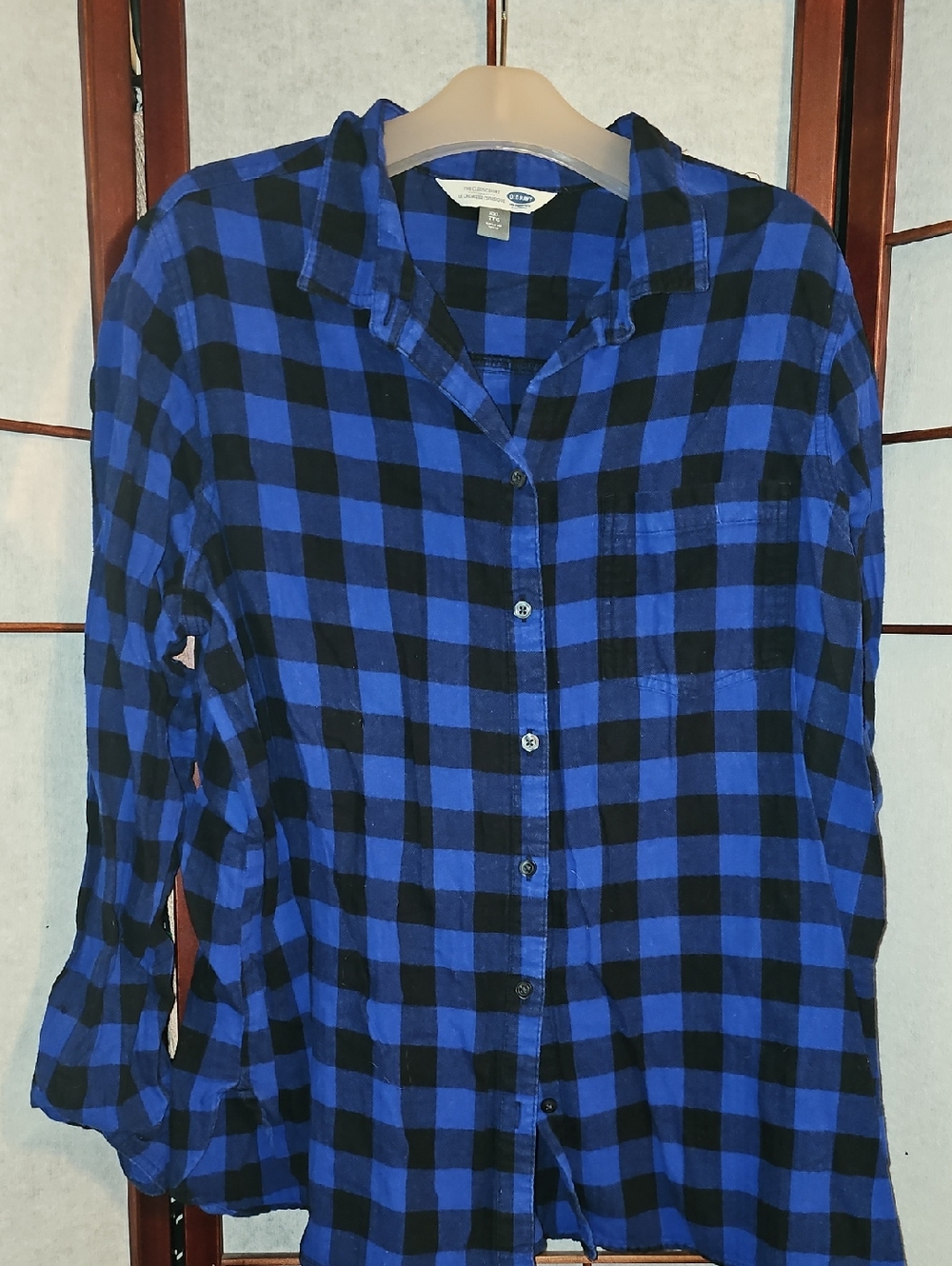 Old Navy Blue and Black Buffalo Plaid Classic  Flannel